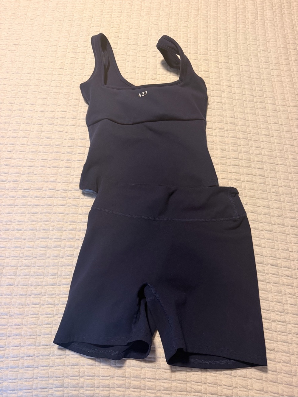 437 square neck tank and shorts navy small